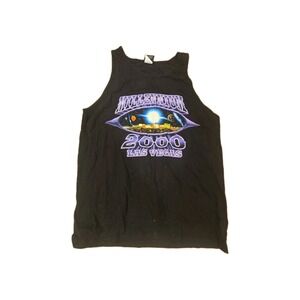 Vtg 2000 Millennium Las Vegas Tank Top Black Y2K Graphic Rare Mens L